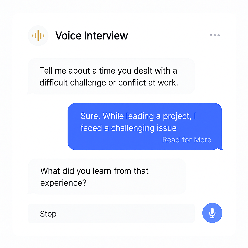 AI-powered voice interview practice interface